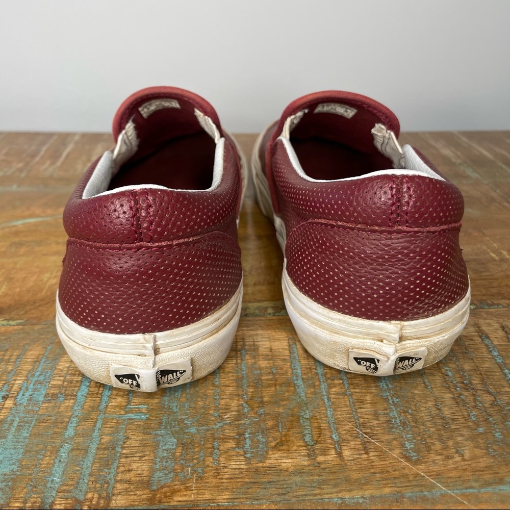 VANS Unisex Maroon Perforated Leather Slip Ons Men’s 6 , Women’s 7.5 - Picture 9 of 10